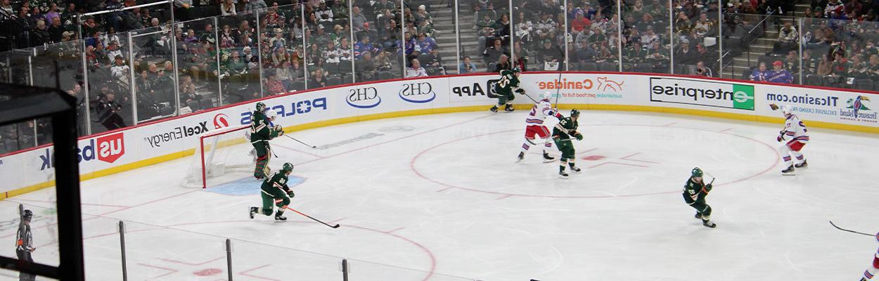 Minnesota Wild players on ice